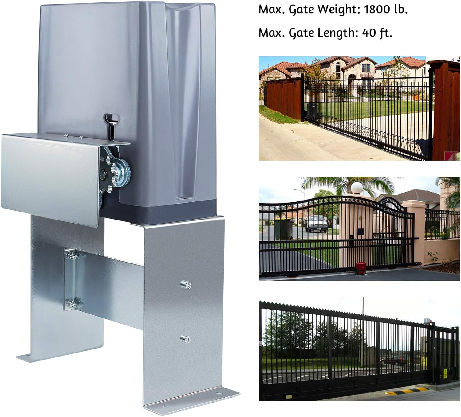 CO-Z 1800 lb Automatic Sliding Gate Opener with 2 Remote Controls, Electric Rolling Driveway Slide Gate Motor