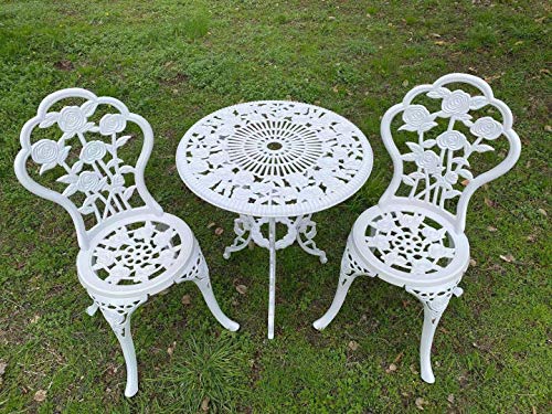 C/G 3 Piece Bistro Set,Outdoor Patio Set,Anti-Rust Cast Aluminum Bistro Table Set for Park Yard Front Porch Furniture(Antique Copper)