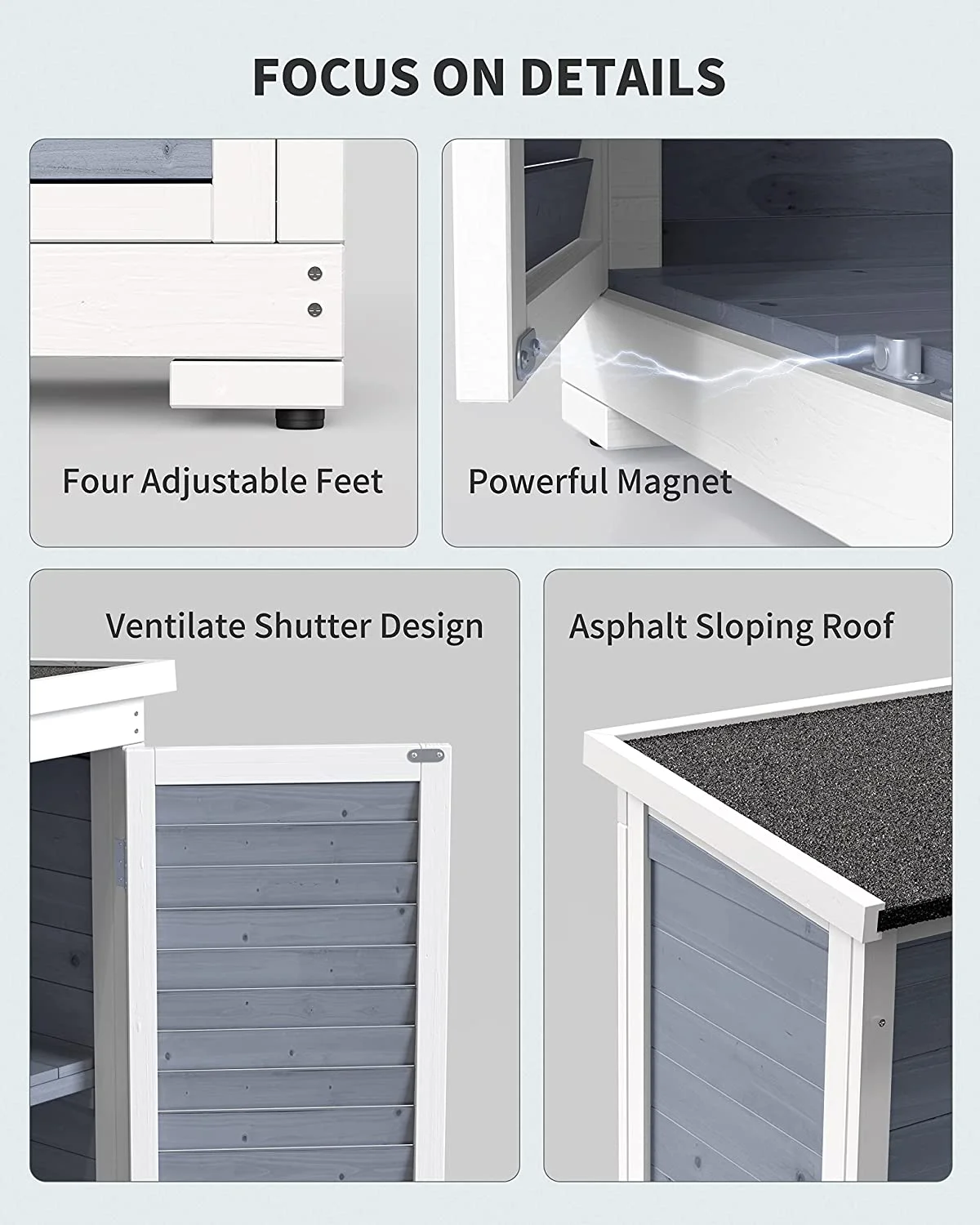 Lofka Outdoor Storage Cabinet Garden Shed w/ Asphalt Roof, Gray - Radiant Selections