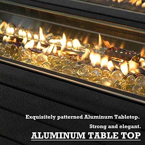Kozyard Outdoor Patio Propane Gas Fire Pit Table - 50,000 BTU Wicker Design with Aluminum Tabletop, Glass Wind Guard