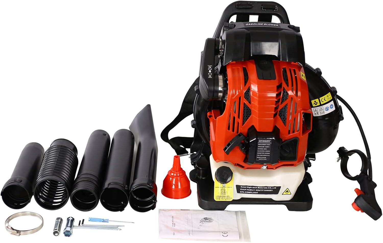 Backpack Leaf Blower, 76cc 4-Cycle Gas Leaf Blower, 530CFM 248MPH Cordless Handheld Leaf Blower with Nozzle Extension for Lawn Care