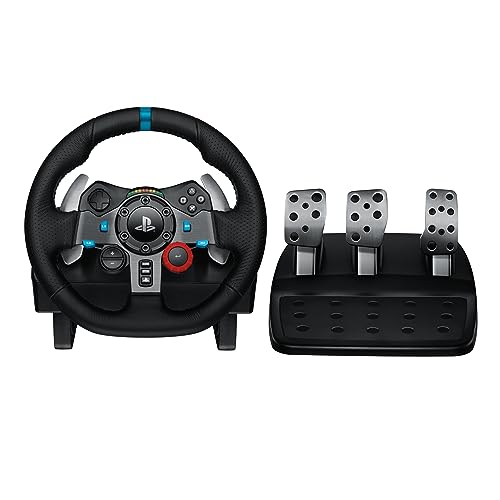 Logitech G29 Driving Force Racing Wheel and Floor Pedals, Real Force Feedback, Stainless Steel Paddle Shifters, Leather Steering Wheel Cover for PS5