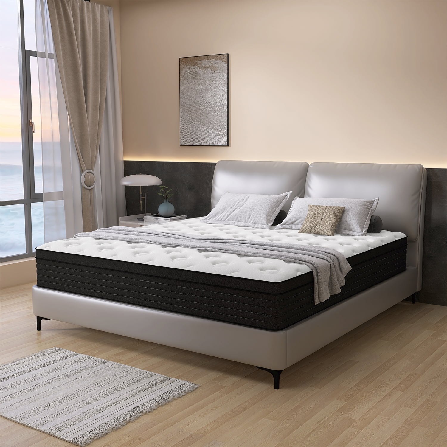 King Mattress, 14 Inch Memory Foam Mattress in a Box, Individual Pocket Spring Mattress with Motion Isolation and Pressure Relief, Medium Firm