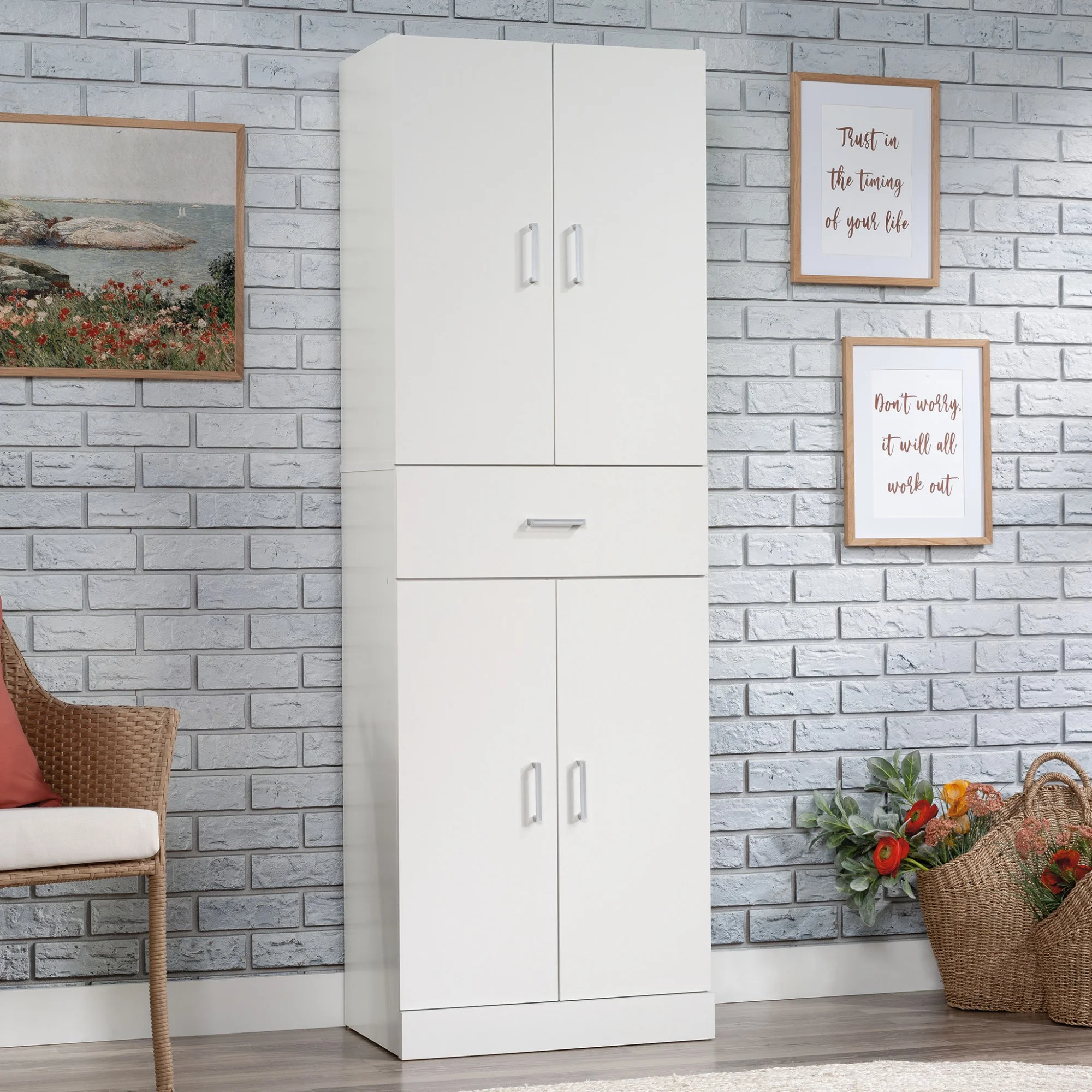 Sauder Select Engineered Wood Storage Cabinet in White Finish - Radiant Selections