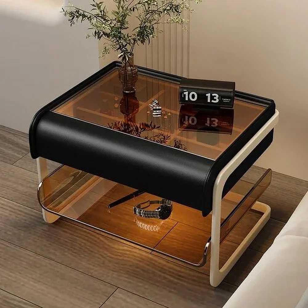 Smart Bedside Table Modern Simple Bedroom Luxury Nightstands Multifunctional Acrylic Wireless Charging Home  Furniture WKNS