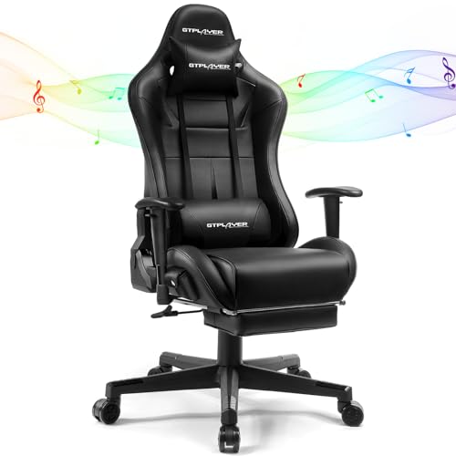 GTPLAYER Gaming Chair with Speakers, Video Game Chairs with Footrest, PC Gamer Chairs for Adults - Padded High Back Ergonomic Reclining Silla Gamer