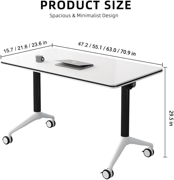 Conference Table Foldable Meeting Tables, Mobile Training Table with Wheels, Flip Top Rolling Seminar Meeting Table for Office,Meeting Room,classr