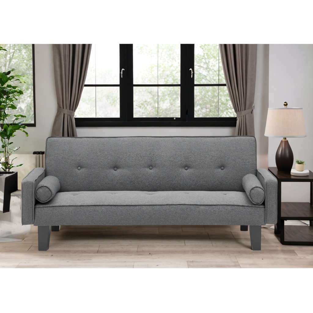 Modern Convertible Sofa Bed with Two Pillows - 72" Cotton Linen Sofas, Ideal for Family Living Rooms