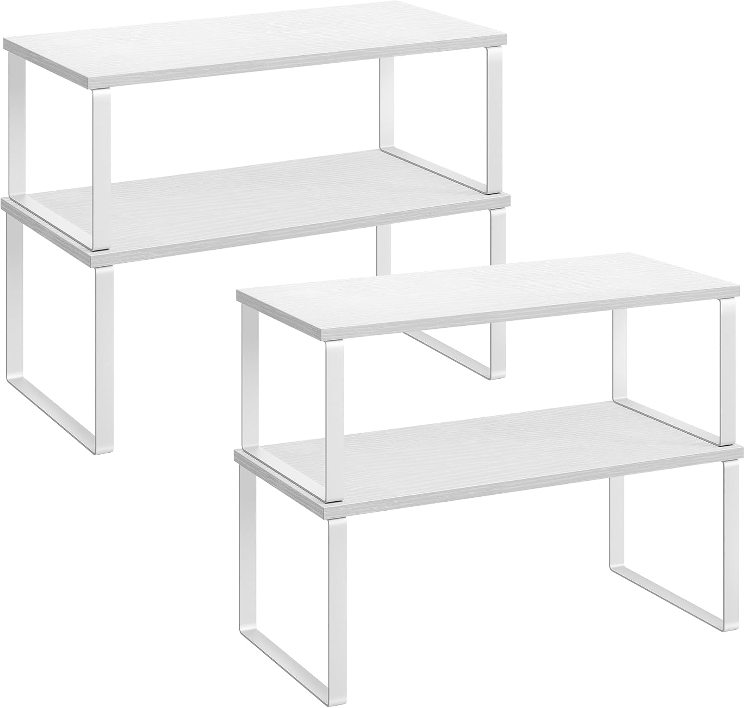 SONGMICS Cabinet Organizer Shelf, Set of 4 Kitchen Counter Shelves, Kitchen Storage, Spice Rack, Stackable, Expandable, Metal and Engineered Wood