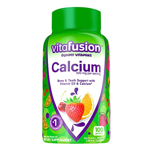 vitafusion Chewable Calcium Gummy Vitamins for Bone and Teeth Support, Fruit and Cream Flavored, Americas Number 1 Gummy Vitamin Brand, 50 Day Supply