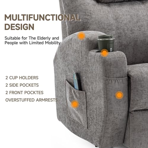 Recliner Chair, Rocking Chair with Massage and Heat, 360° Swivel Recliner Chairs for Adults