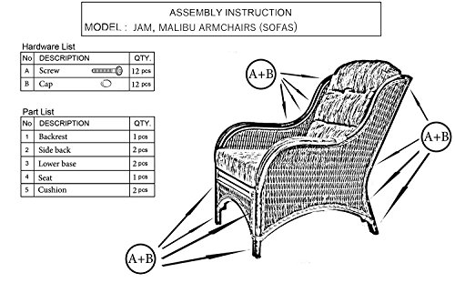 Malibu Lounge Living Accent Armchair Natural Rattan Wicker Handmade Design with Cushion