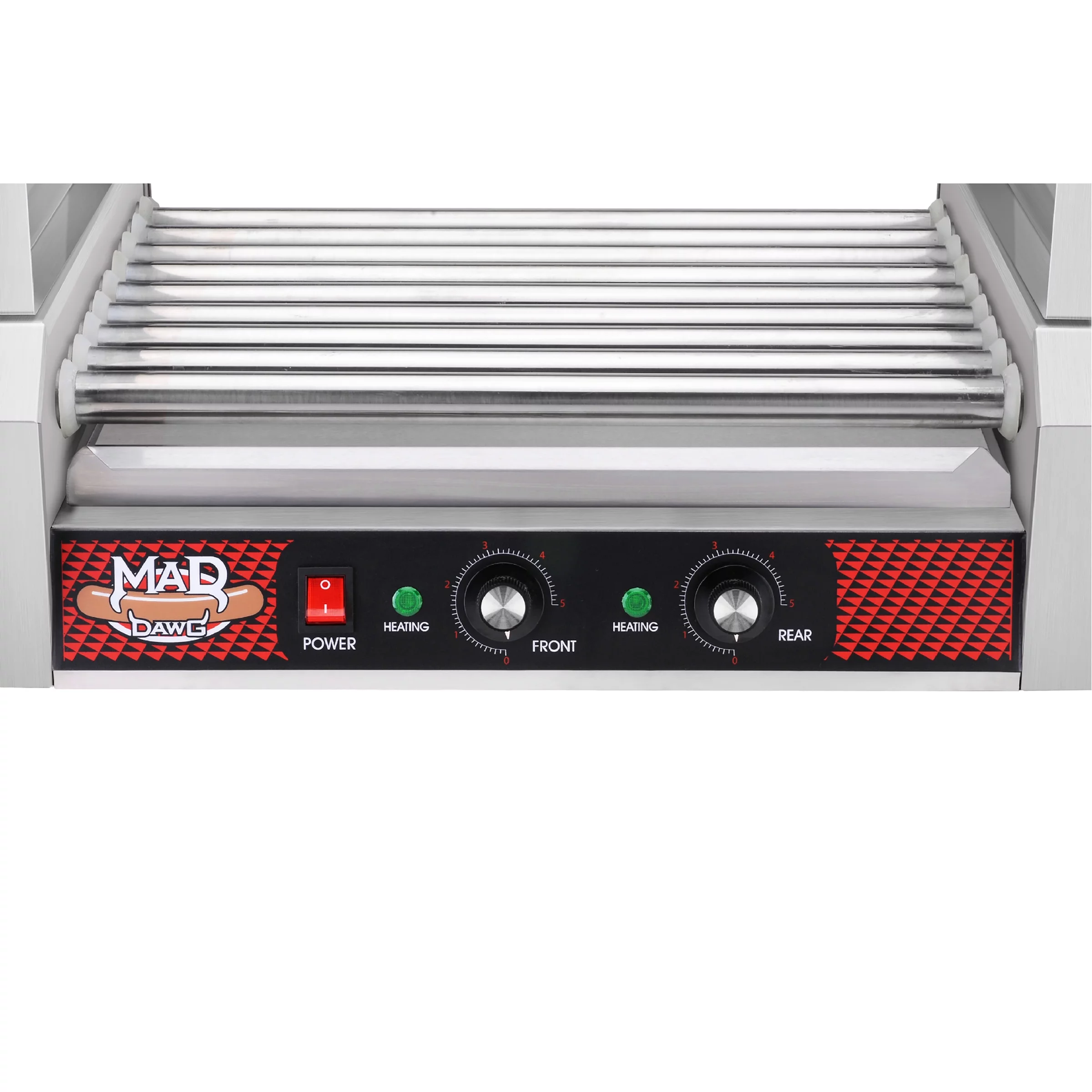 Great Northern Popcorn Commercial Quality 24 Hot Dog 9 Roller Grilling Machine - 1800 Watts, Stainless Steel