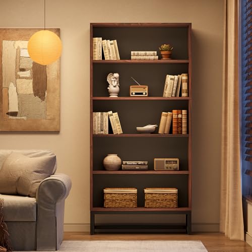70.8 Inch Tall Bookcase and Bookshelf with Closed Back Shelf, 5-Tier Large Bookcases Organizer with Storage Shelves