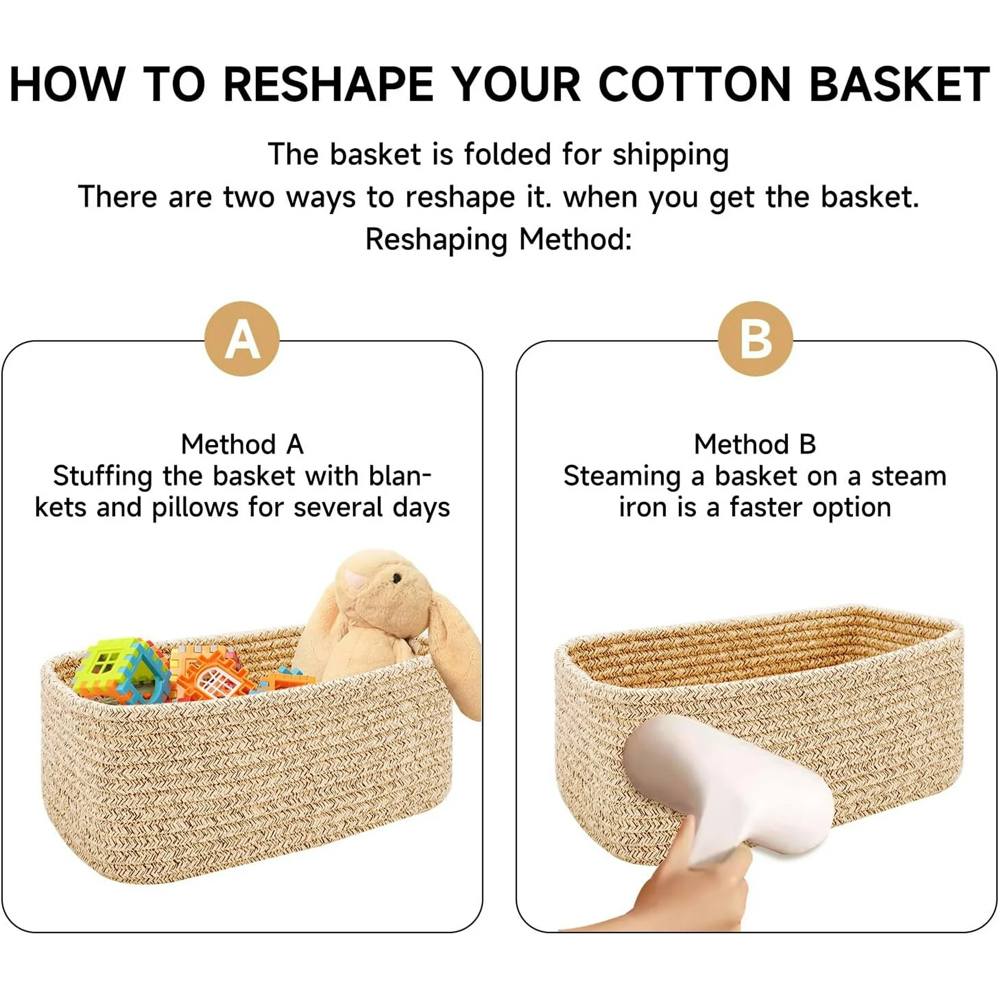 AllWays Plaza Small Storage Baskets for Organizing | Closet Organizer Bins | Shelf Toy Basket | Woven Rope Baskets | Cube Decorative Box | Shallow