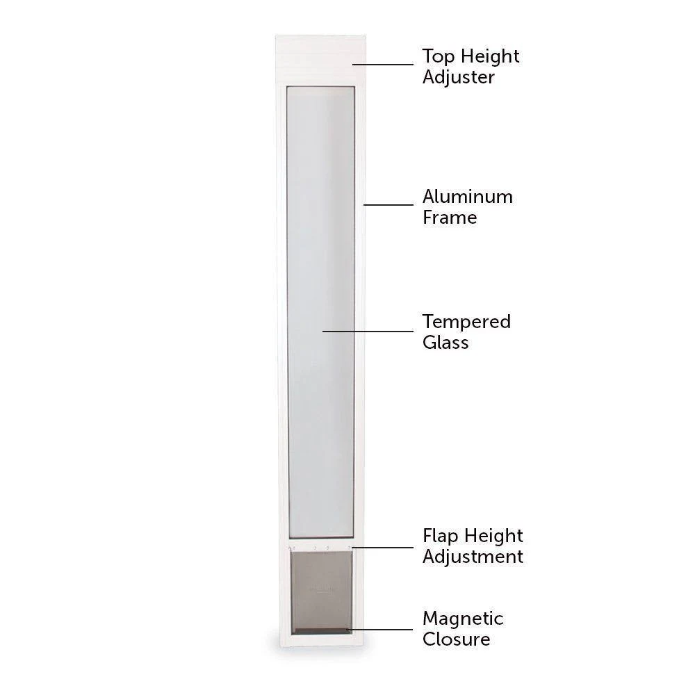 PetSafe Patio Pet Door Panel Cat Dog Aluminum Frame Sliding Glass Flap Fits Medium White