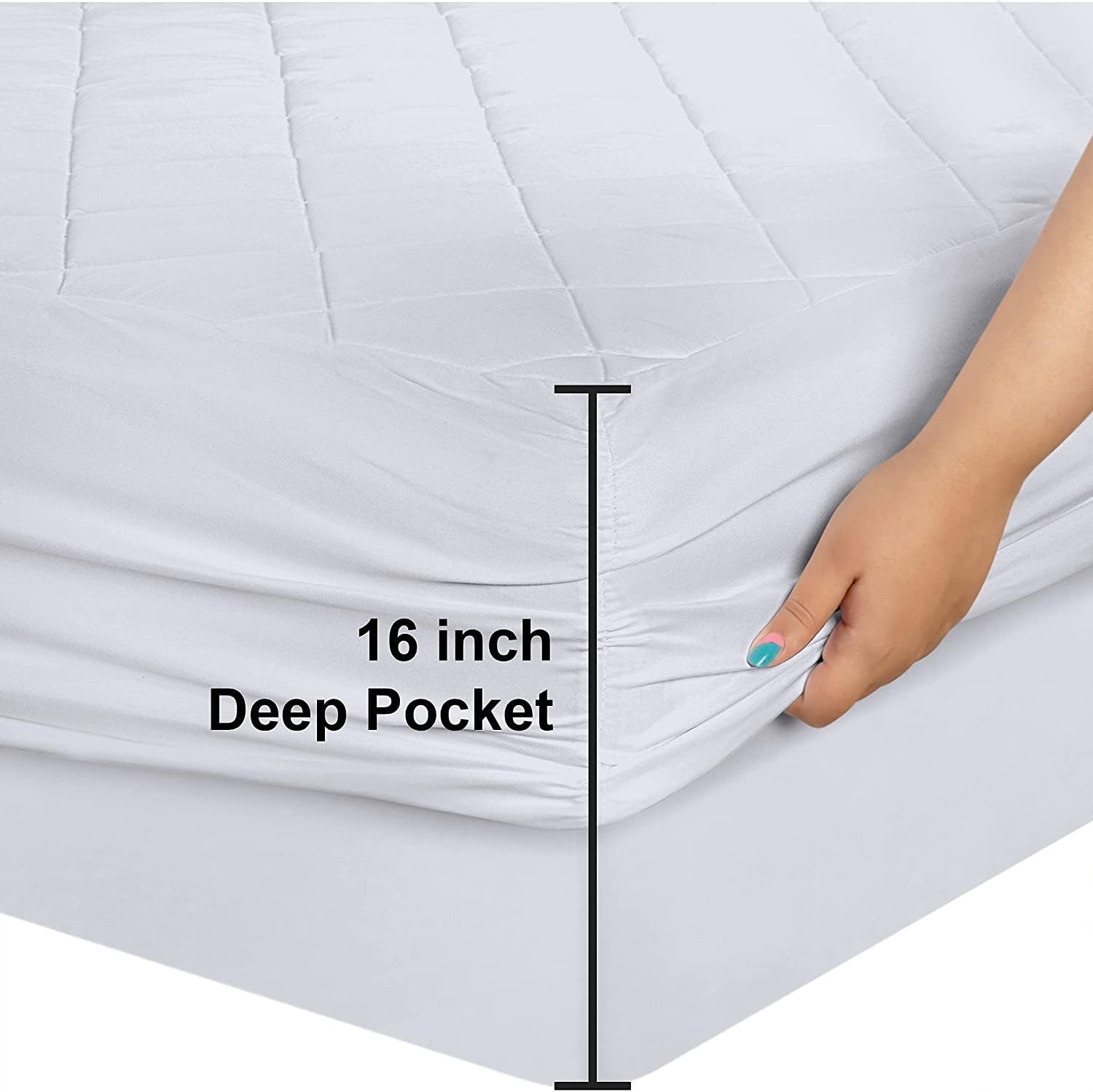 Utopia Bedding Quilted Fitted Mattress Pad (California King) - Elastic Fitted Mattress Protector - Mattress Cover Stretches up to 16 Inches Deep