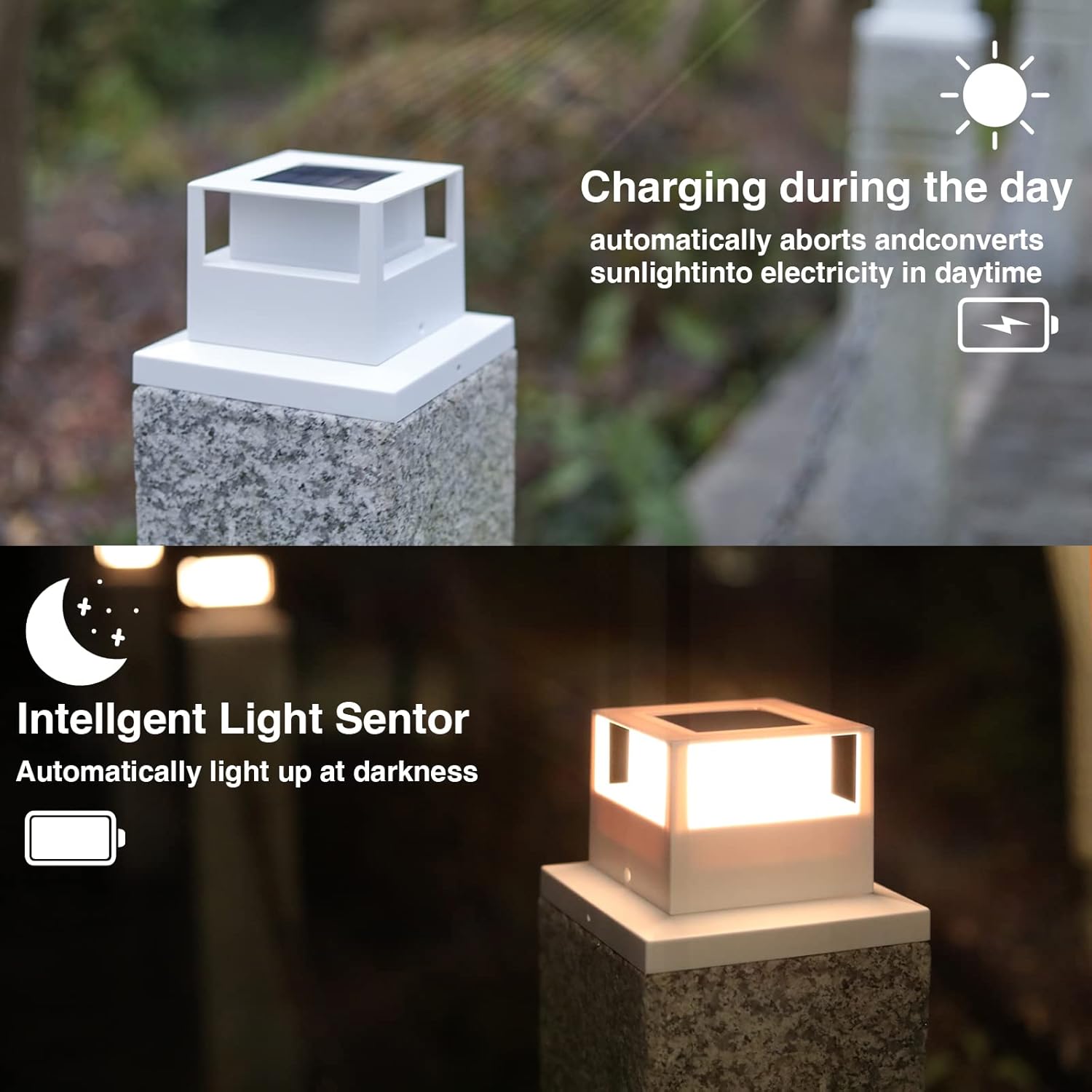 6 Pack Solar Post Lights Outdoor Solar Post Cap Lights