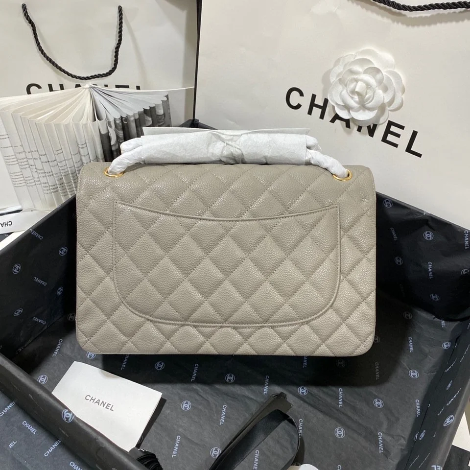 Chanel Large Classic Handbag Gold Hardware Grey For Women, Women&rsquo;s Handbags, Shoulder Bags 11.8in/30cm