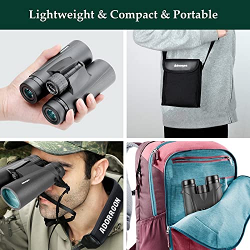 Adorrgon 12x42 HD Binoculars for Adults High Powered with Phone Adapter, Tripod and Tripod Adapter