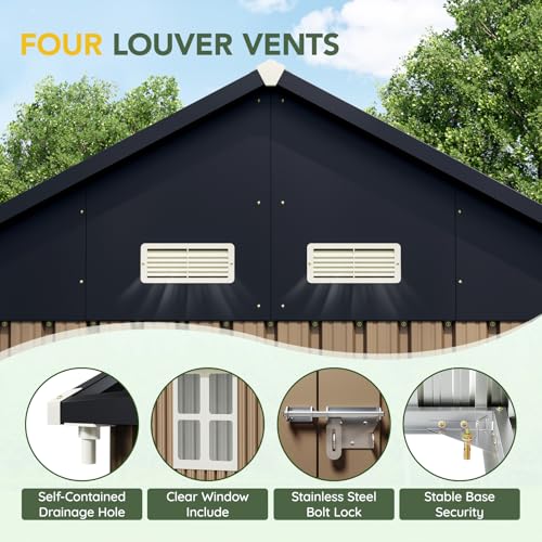 6x4FT Outdoor Steel Storage Shed with Clear Window, Lockable Doors, Weather-Resistant Metal Tool Shed for Garden, Backyard, Patio, and Utility Storage