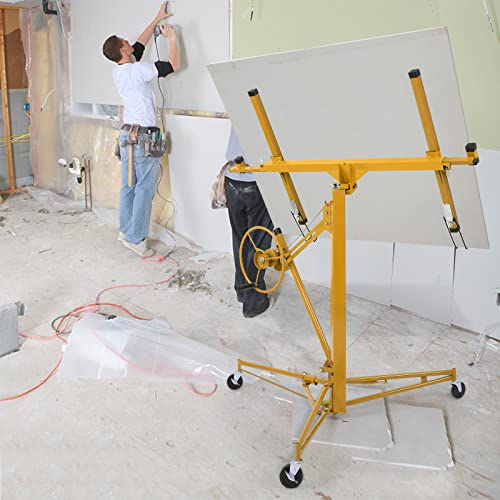 Winado 16 FT Drywall Lift Panel Rolling Hoist Jack Lifter Sheetrock, Drywall Lifting Construction Tools Caster Wheel with Adjustable Telescopic Arm