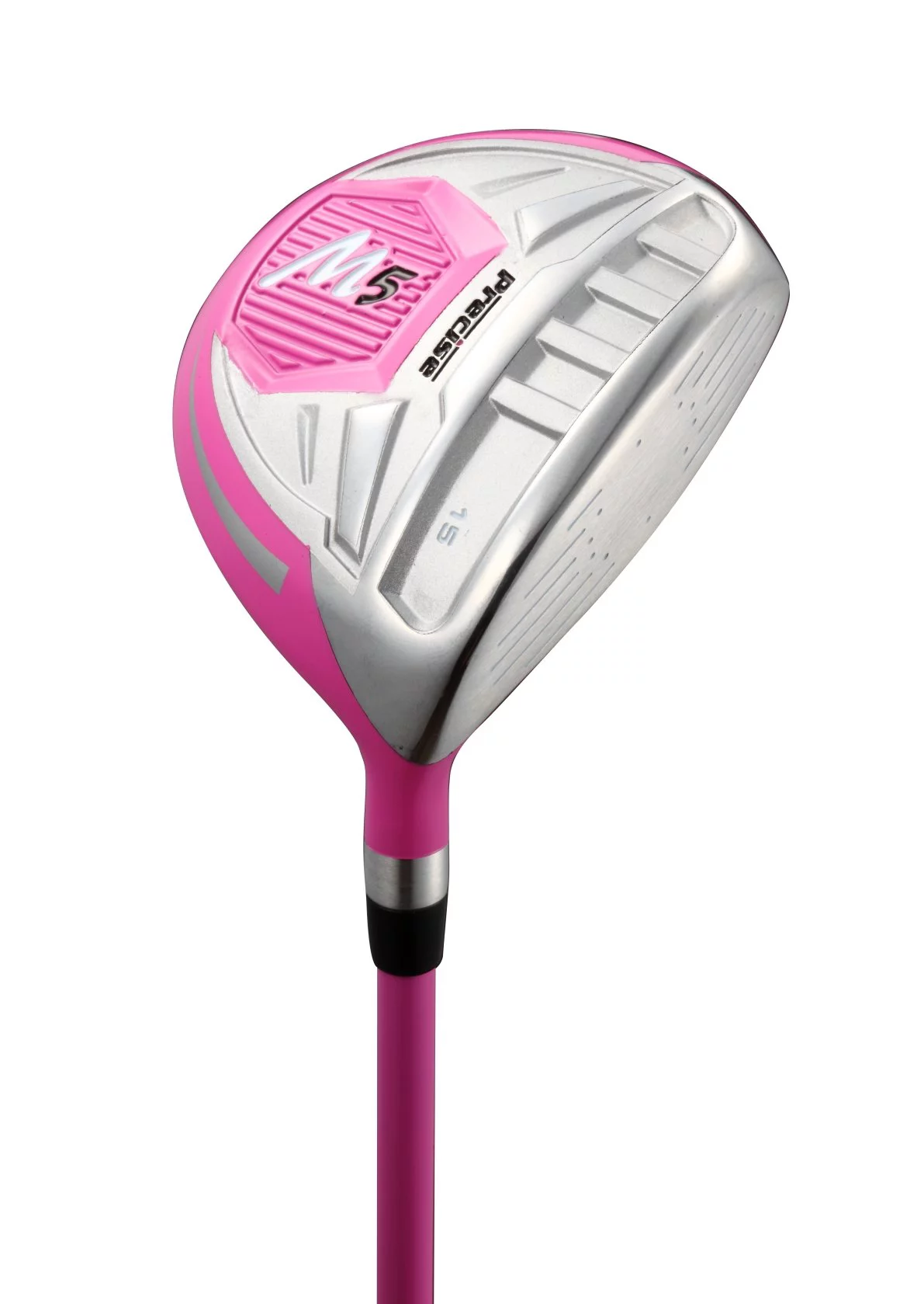 top line ladies pink right handed m5 golf club set, includes: driver, wood, hybrid, no. 5,6,7,8,9, pw stainless steel irons, putter