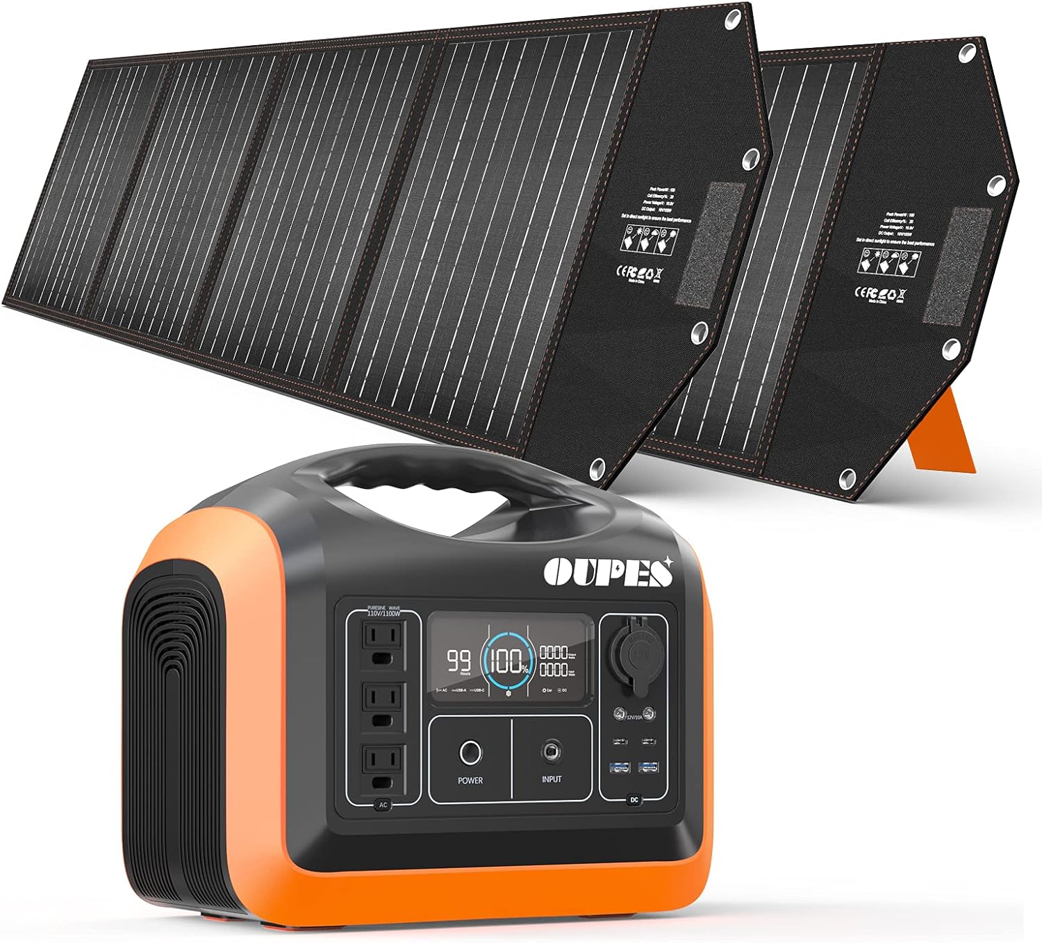 Portable Power Station 600W, OUPES Solar Generator with 100W Panel, 186000mAh Battery Backup Generator