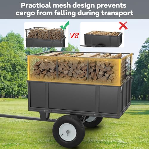 Heavy Duty Utility Trailer, 750lbs Capacity 17 Cu. Ft. ATV Dump Trailer, Garden and Lawn Mower Trailer with Removable Sides