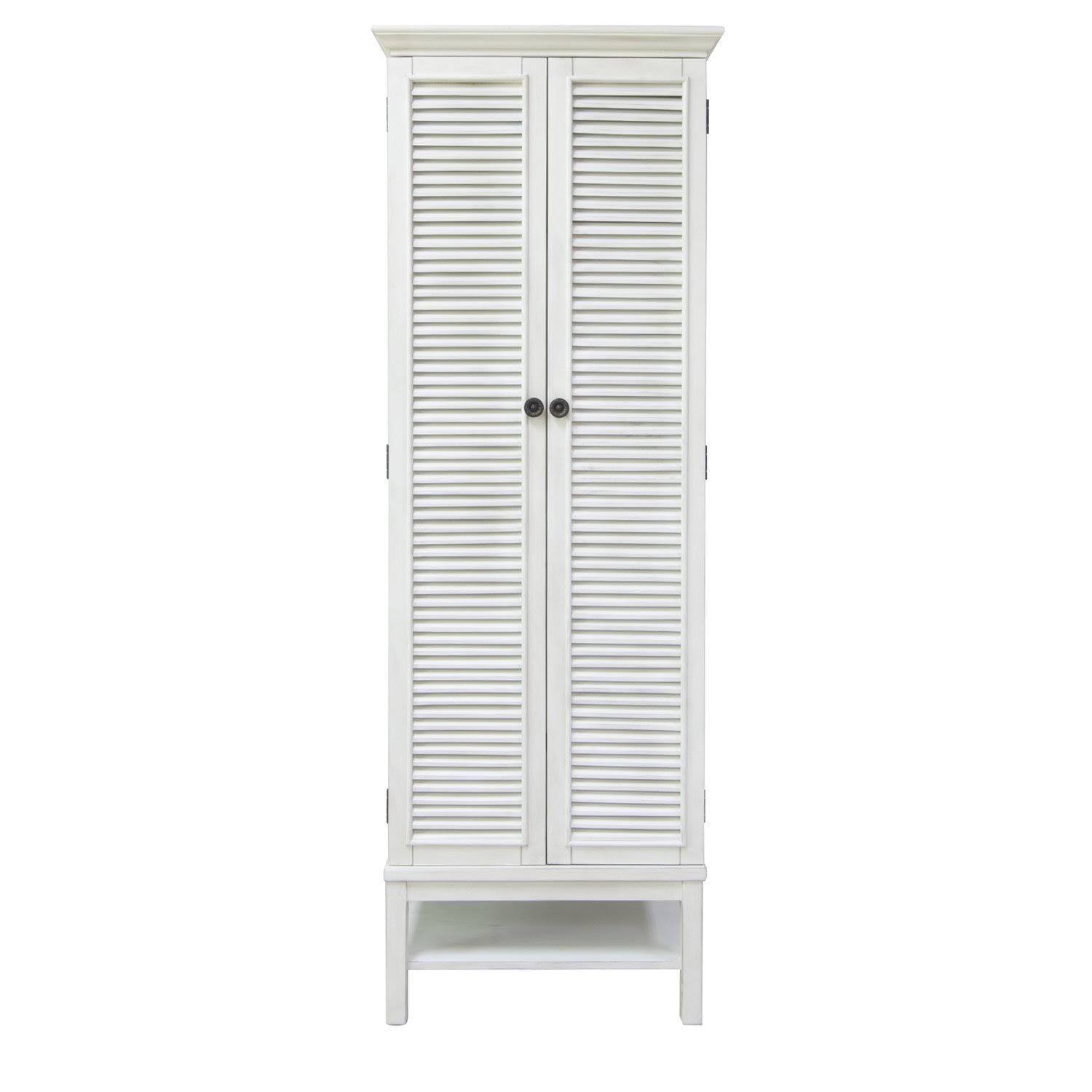 Crestview Magnolia Louvered 2 Door Tall White Storage Cabinet CVFZR3682