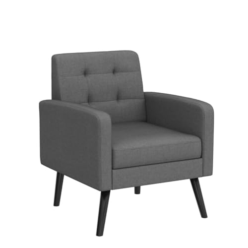 Yaheetech Mid-Century Accent Chairs, PU Leather Modern Upholstered Living Room Chair