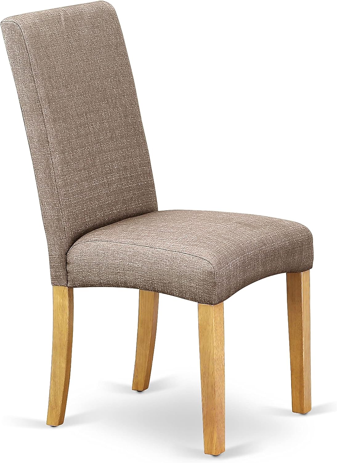 East West Furniture Antique 5 Piece Dining Set Includes a Round Kitchen Table with Pedestal and 4 Dark Khaki Linen Fabric Upholstered Parson Chairs