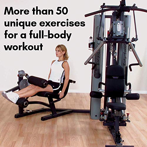 Body-Solid Multi-Station 210lbs Weights Stack Bi-Angular Gym Machine with Leg and Calf Press Attachment, Leg Strength Training Equipment