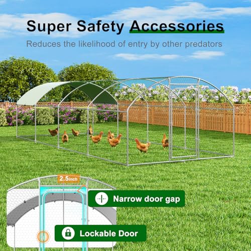 Chicken Coop Poultry Cage Large Metal Hen Run with Water-Resident Cover for Rabbit Duck House Outdoor Walk-in Chicken Pen for Yard