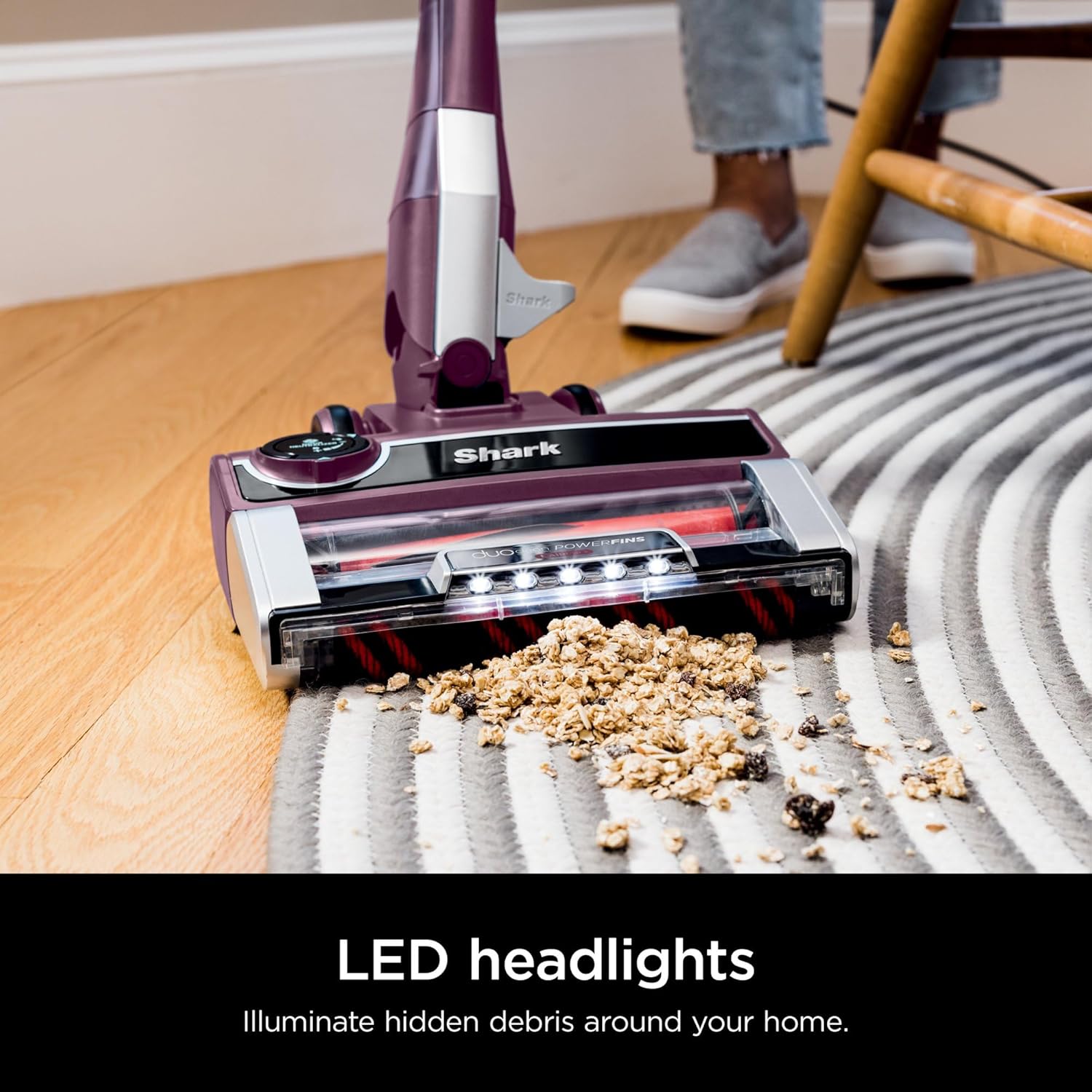 Shark HZ3000 Stratos Ultralight Corded Stick Vacuum with DuoClean PowerFins HairPro, Self-Cleaning Brushroll, & Odor Neutralizer Technology, Red Plum