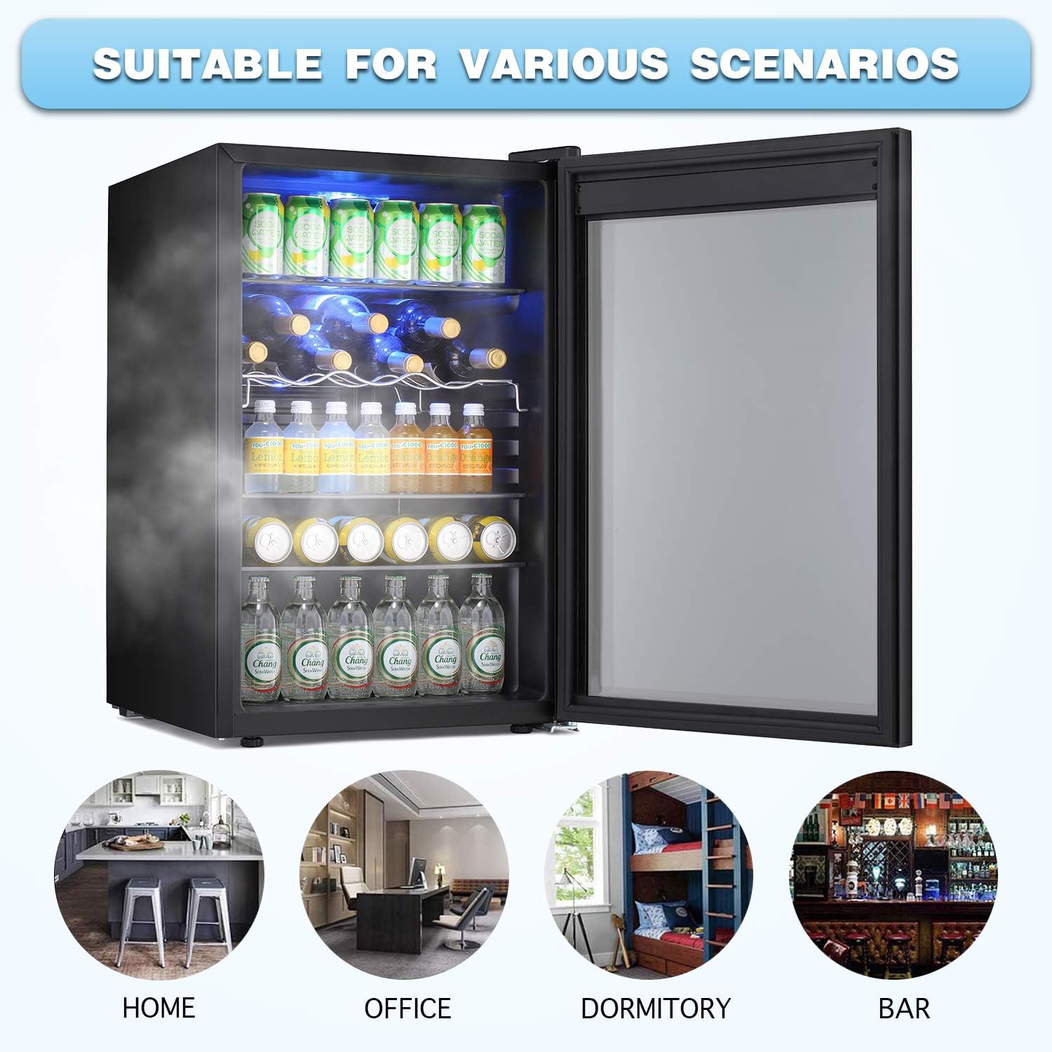 Antarctic Star Beverage Refigerator -120 Can Mini Fridge for Soda Beer or wine,Small Drink Dispenser