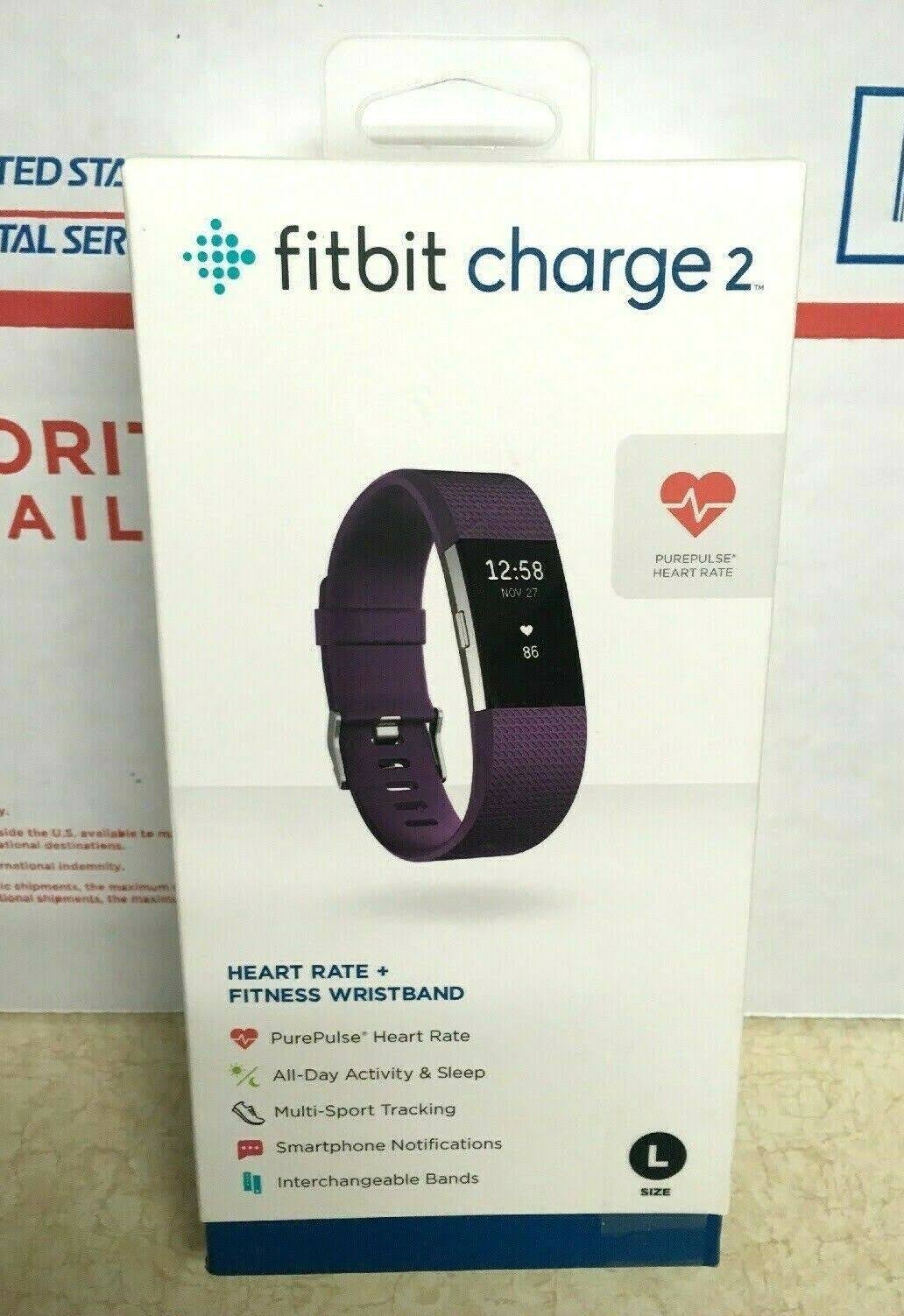 Fitbit Charge 2 Heart Rate + Fitness Wristband, Plum, Large