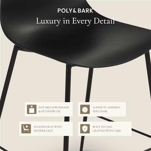 POLY & BARK Isla Modern Kitchen Chairs Set of 4 - Plastic Dining Chair with Metal Legs
