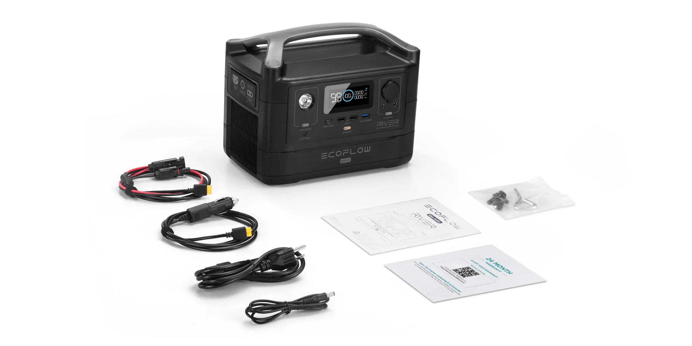EcoFlow RIVER 2 Max Portable Power Station 512Wh Capacity,Solar Generator,1000W AC Output for Outdoor Camping,Home Backup,Emergency,RV,off-Grid