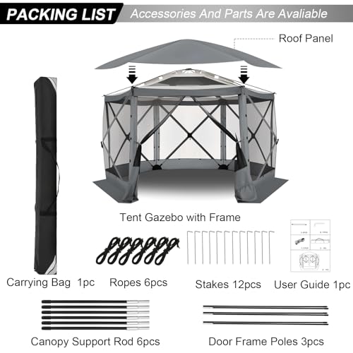 COBIZI 12x12ft Pop up Gazebo Screen Tent Screen House for Camping, Camping Outdoor Screened Gazebo, Canopy Tent