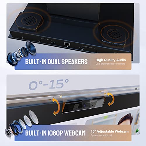 Mobile Pixels Geminos Dual 24" FHD Stacked Desktop Monitors with 1080P Webcam&Speakers, 100W USB-C Charging
