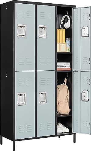 72" Metal Locker for Employees 3 Doors Blue Steel Storage Locker for Office, School, Gym - Metal Storage Cabinets for Home, Office, Gym, School