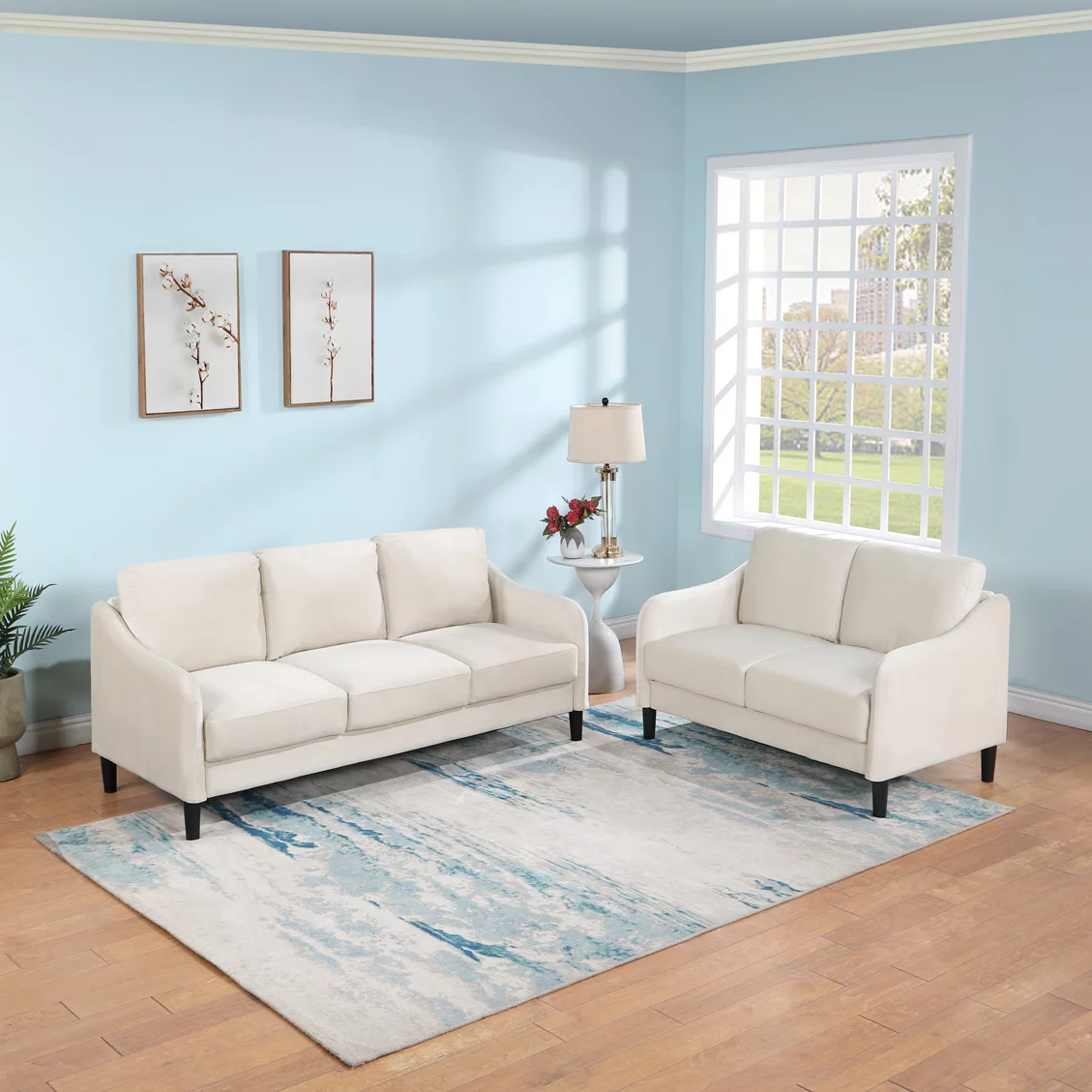 YC 51.5" Loveseat Sofa Small Couch for Small Space for Living Room,Bedroom, Beige