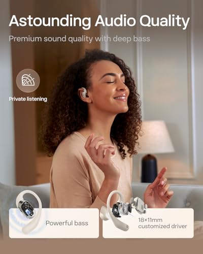 SHOKZ OpenFit - Open-Ear True Wireless Bluetooth Headphones with Microphone, Earbuds with Earhooks, Sweat Resistant, Fast Charging, 28HRS Playtime