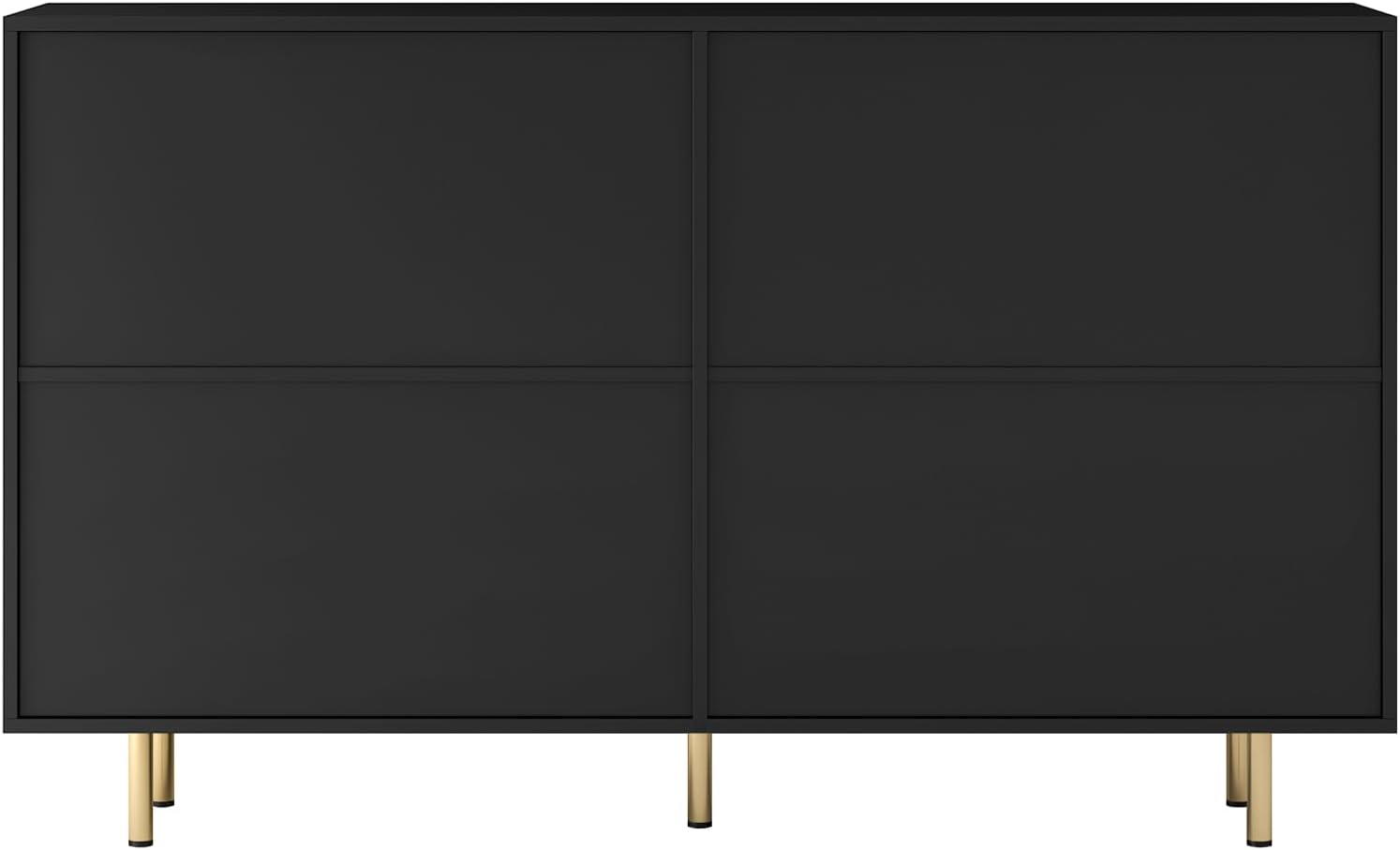 Buffet Cabinet with Storage,Sideboard Buffet Storage Cabinet,Black Storage Cabinet with 4 Fluted Doors & Adjustable Shelf