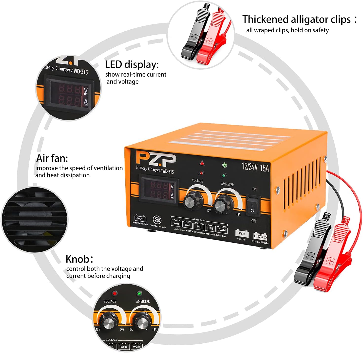 24v Battery Charger Manual 12v/24v Battery Charger 15-Amp Automotive Car Battery Fast Trickle Charger for Gel rv Bench Battery Charger and Maintainer