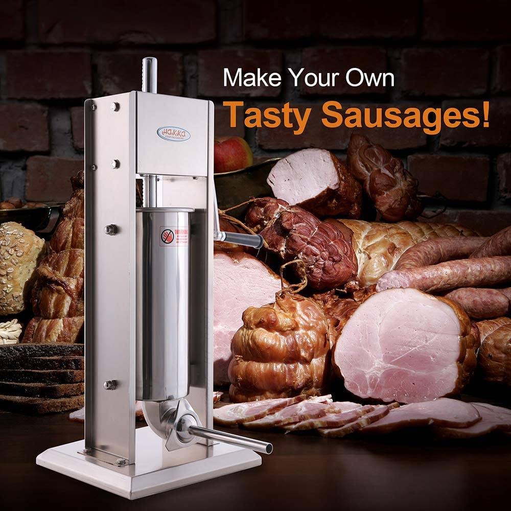 Hakka 7 Lb/3 L Sausage Stuffer 2 Speed Stainless Steel Vertical 5-7 lb Sausage Maker