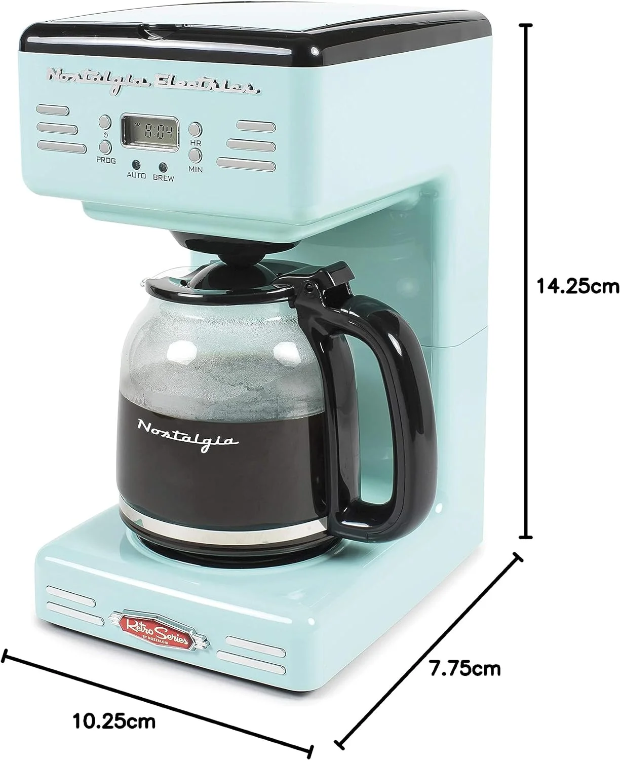 Nostalgia Retro Coffee Maker 12-Cup Programmable Vintage Coffee Machine, Red