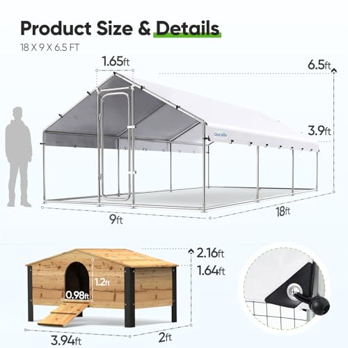 Quictent Large Metal Chicken Coop Run for 10+ Poultry with Galvanized Hardware Cloth and Waterproof Roof Cover