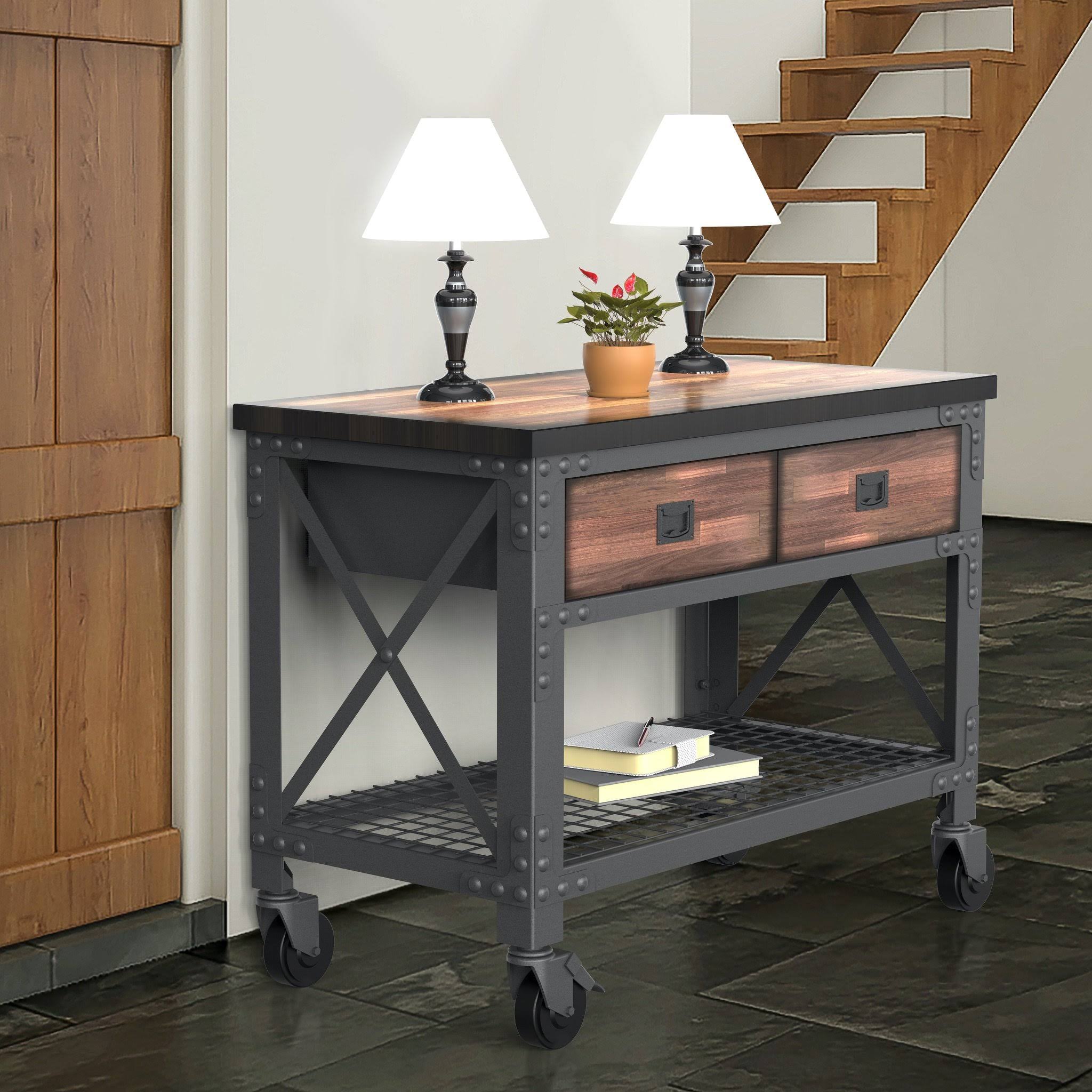 Duramax 48 in x 24 in. 2 Drawer Rolling Industrial Workbench with Wood Top